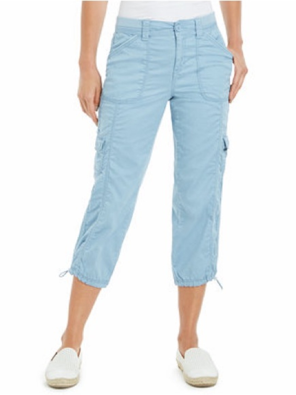 Style & Co Cargo Capri Pants Midrise Bungee Hem Dream Blue Size 18W